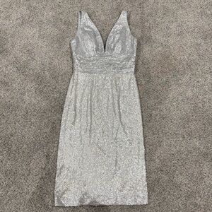 Vintage Dina Ba-rel Silver Sequins Mini Sleeveless Dress 100% Silk Women’s US 6